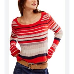 Free People Lumen Stripe Pullover in Heart Eyes Combo Small